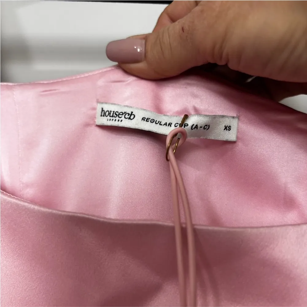 NWT HOUSE OF CB COSETTE ROSE SHADOW SATIN SLEEVELESS MINI DRESS XS - Image 7