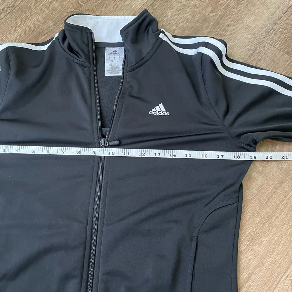 Adidas Black W/ White Stripe Full Zip Track Jacket ~ Activewear~ Size Small - Image 9