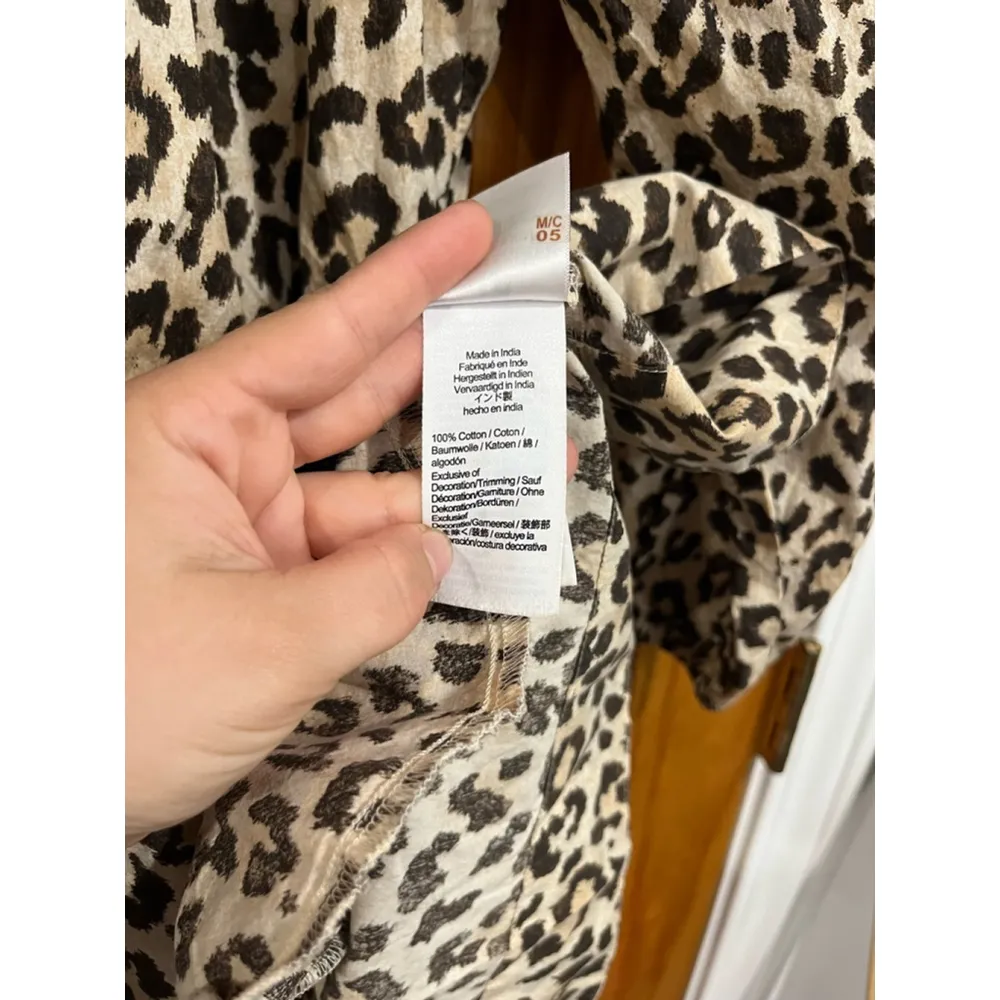 Womens JCrew REIMAGINED Workwear Modest Leopard Ruffle Neck Puff Sleeve Dress - Image 5