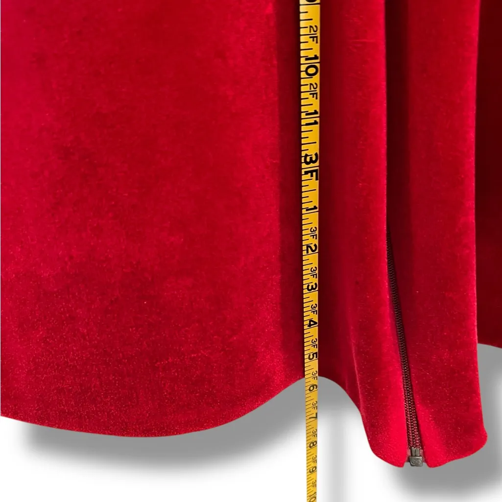 Vanity Fair Red Vtg. Womens Robe House Coat Velour Zip Up Embroidered Medium - Image 5