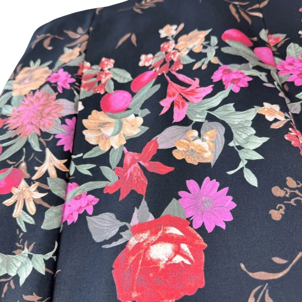 Gianni Vintage Black Floral Sleeveless Square Neck Cotton Sheath Dress USA Sz 12 - Image 3