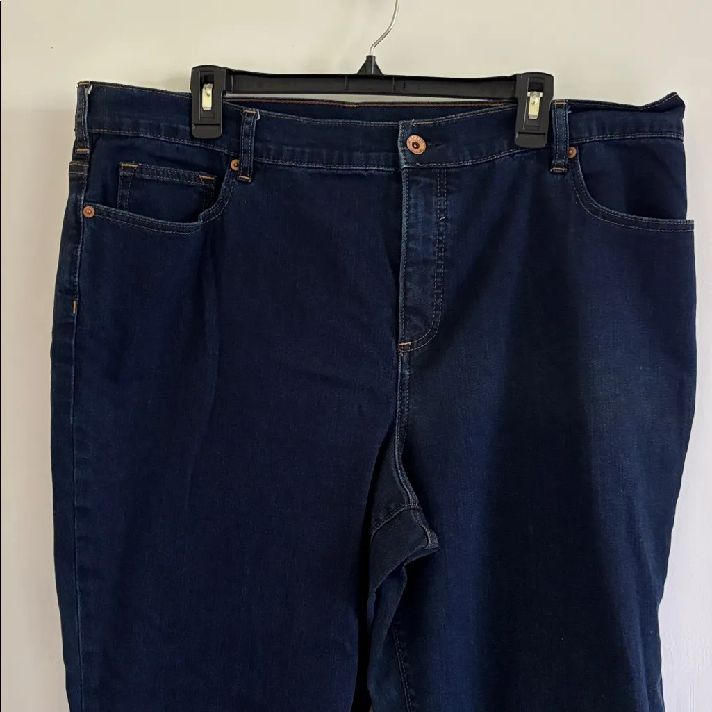 Lands End High Rise Straight Leg Jeans dark wash plus size 20W - Image 3