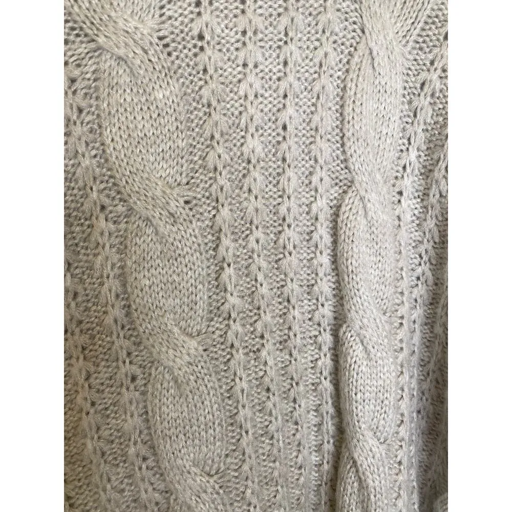 Pinch Chunky Cable Knit Women’s Pullover Sweater Gray/Beige/Neutral EUC Sz M/L Gray Size M - Image 3