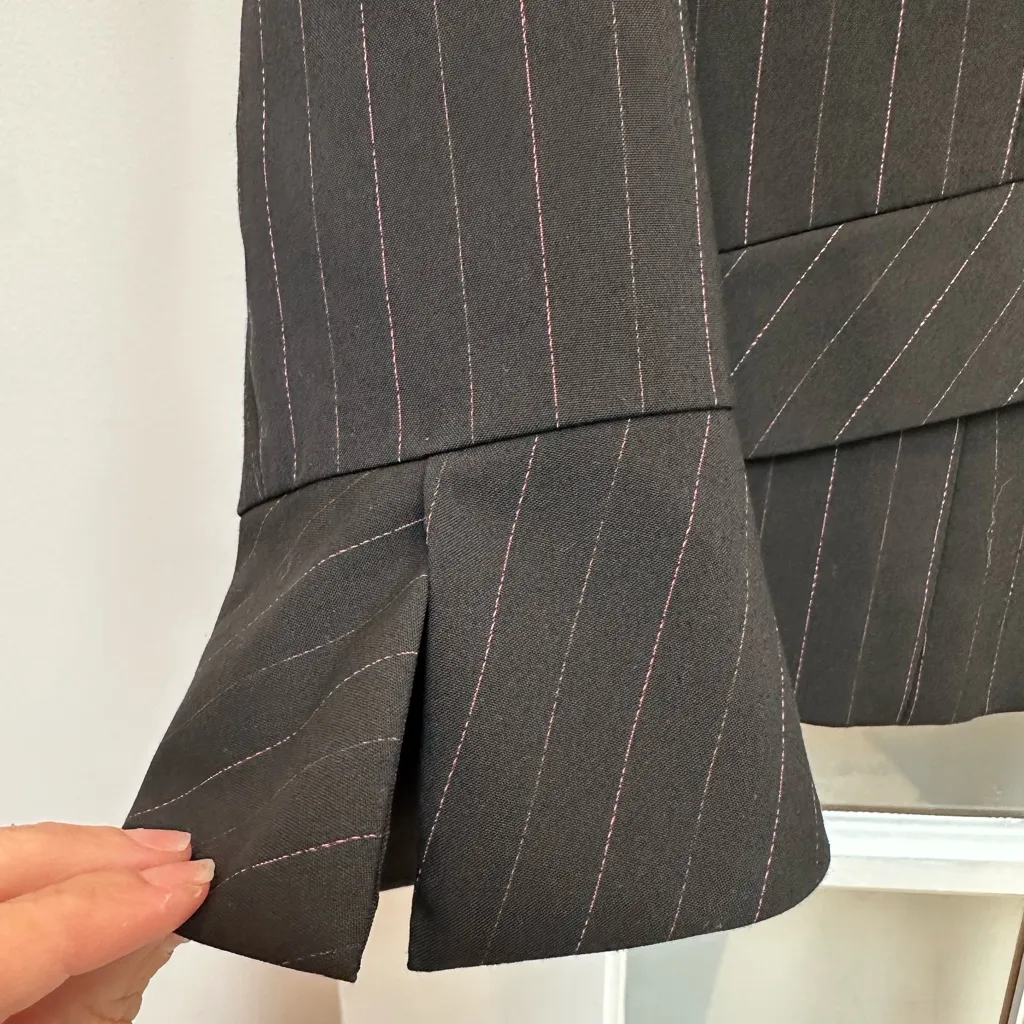 Trina Turk Black Pink Pinstripe Blazer Jacket Shabby Chic Career Women’s Size 4 - Image 9