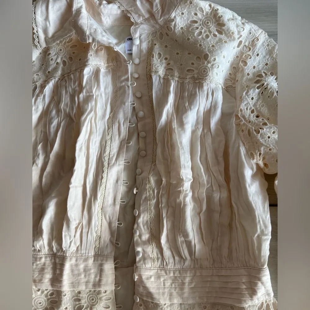 ASOS Broderie Peplum Mini Shirt Dress Cream Size 12 NWT IN PACKAGE - Image 8