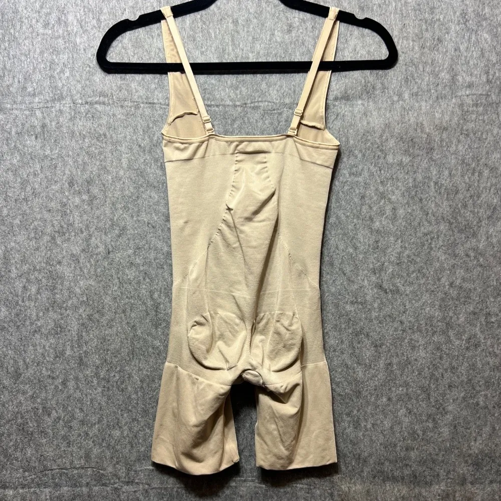 ASSETS by Spanx Shaping Bodysuit Open Gusset Beige Shapewear Large Tan - Image 4