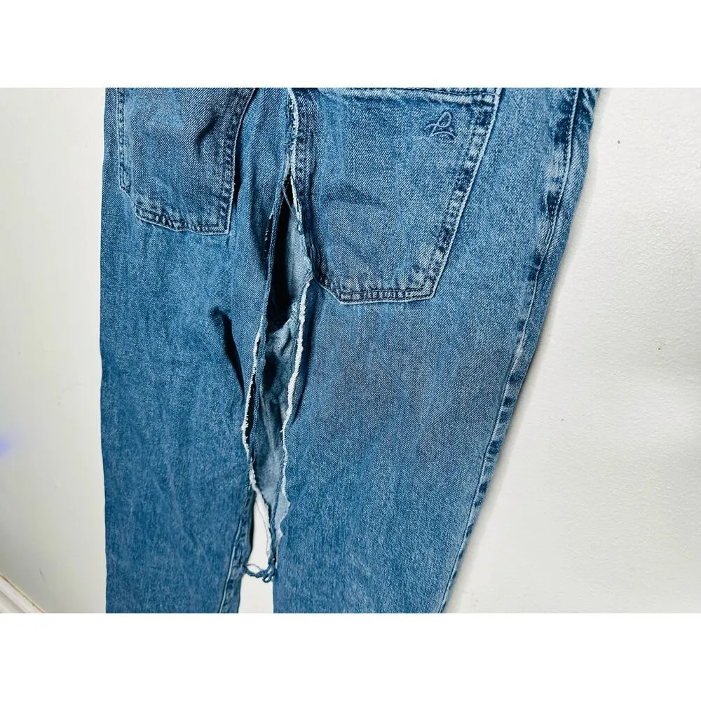 DL1961 Hannah Blue Denim Collared Cinched Waist Button Front Jumpsuit Size Small - Image 11