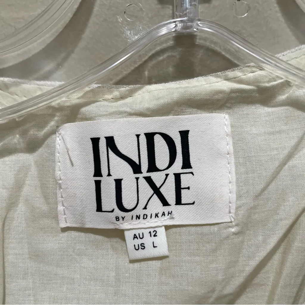 INDI LUXE Swing Of Things Sun Sleeveless Buttoned Vest Wide Leg Pants Oat Large Tan - Image 12