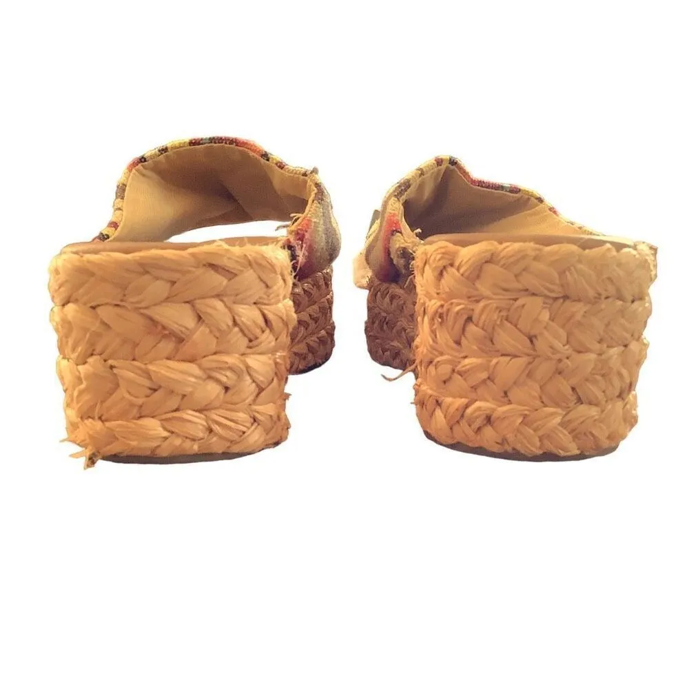 Coconuts Canvas Stripe Woven Platform Espadrille Mule Sandals Women’s Size 9 - Image 3