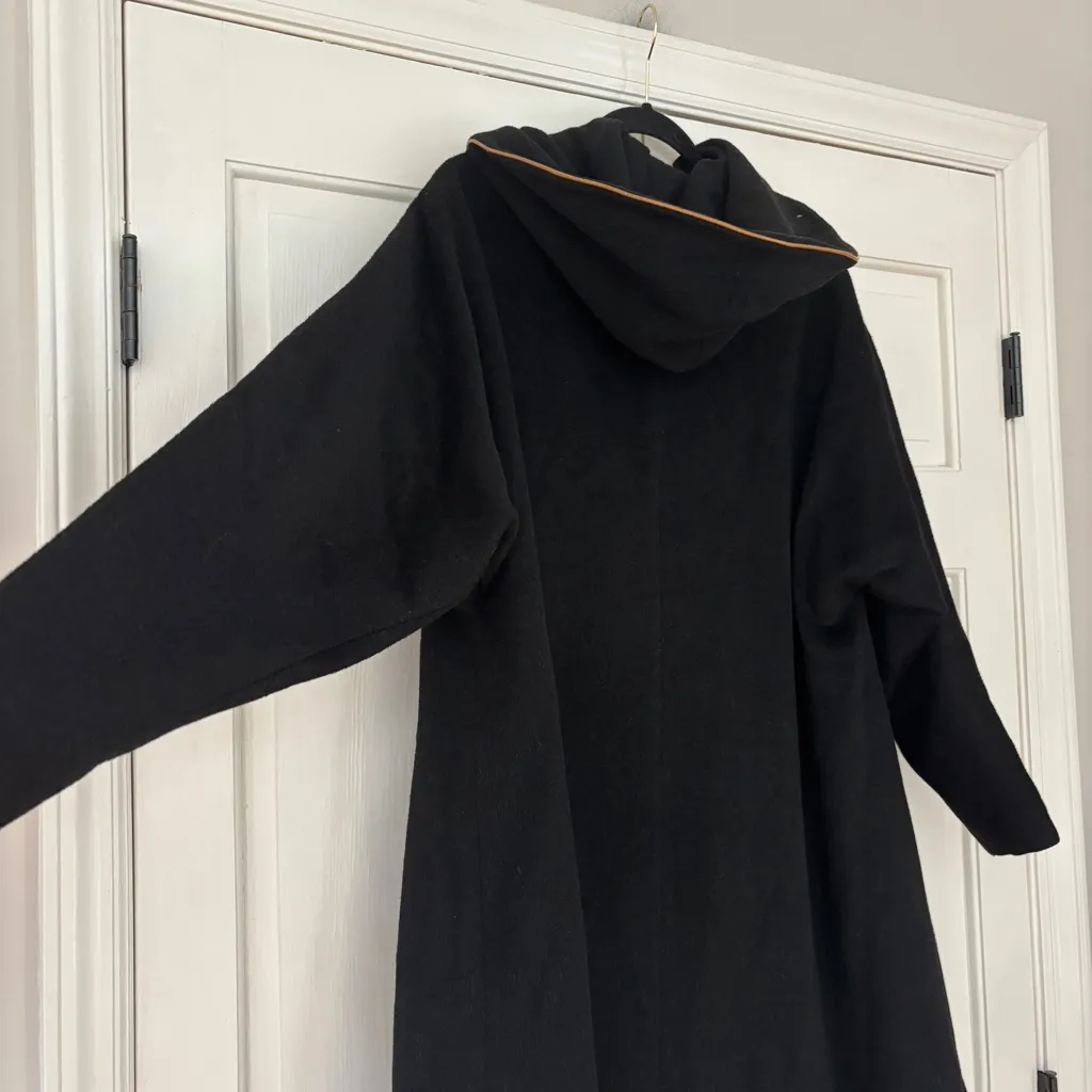 Vintage 1940s Union Wool Black Hooded Swing Coat Gold Trim VTG Union Made in USA Size 1X - Image 13