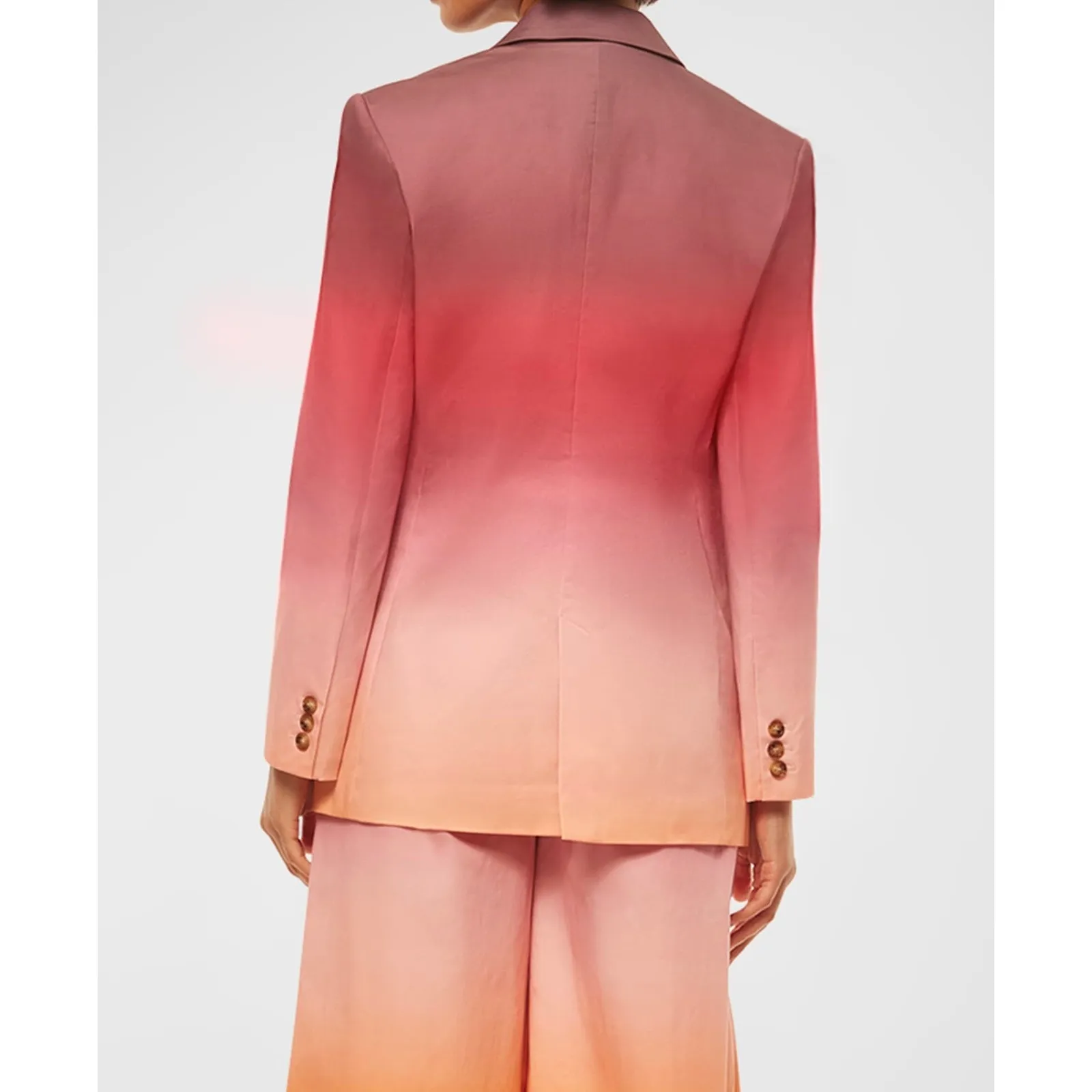 MISA Los Angeles Ombre Poplin Blazer Double Breasted Oversized Pink Coral XL - Image 2