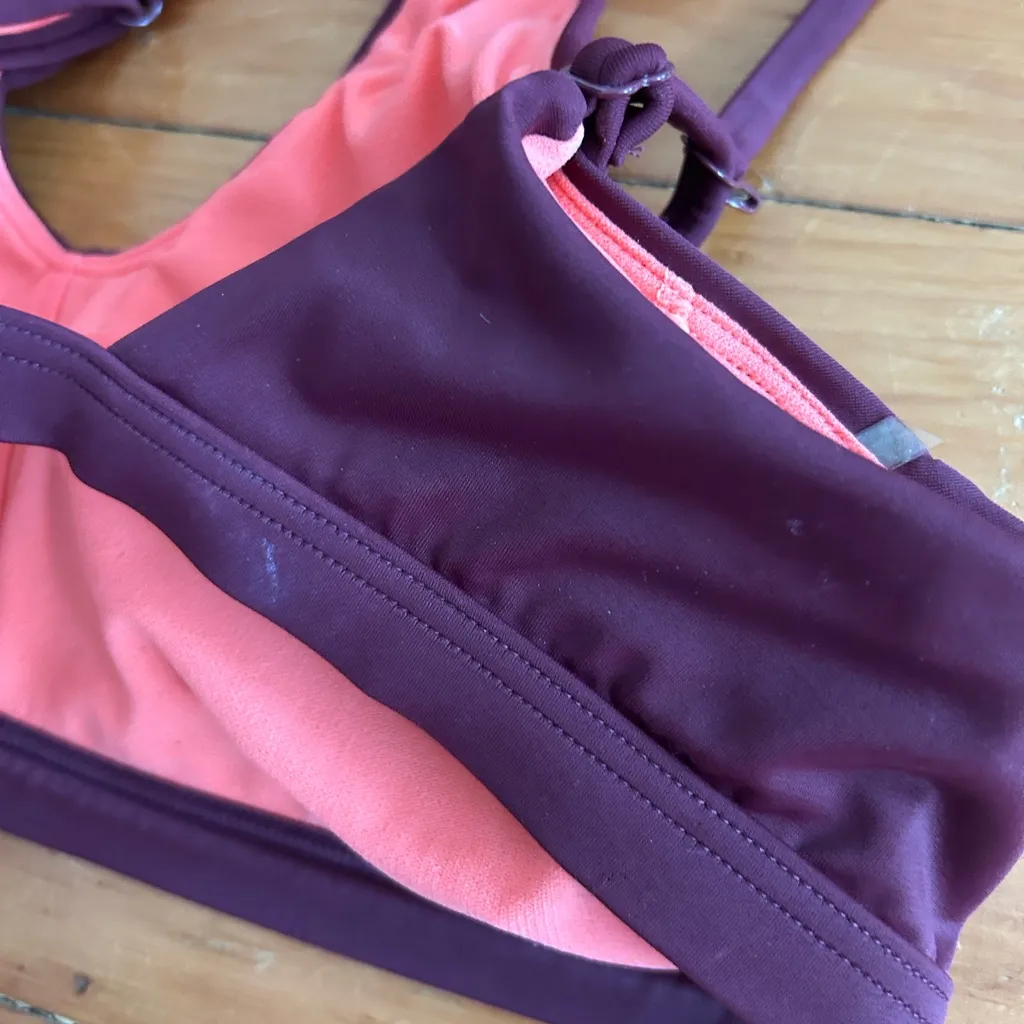 ☀️3/$25 PRANA Tamira Bikini Top in Black Cherry Size Large Crossed Back medium - Image 7