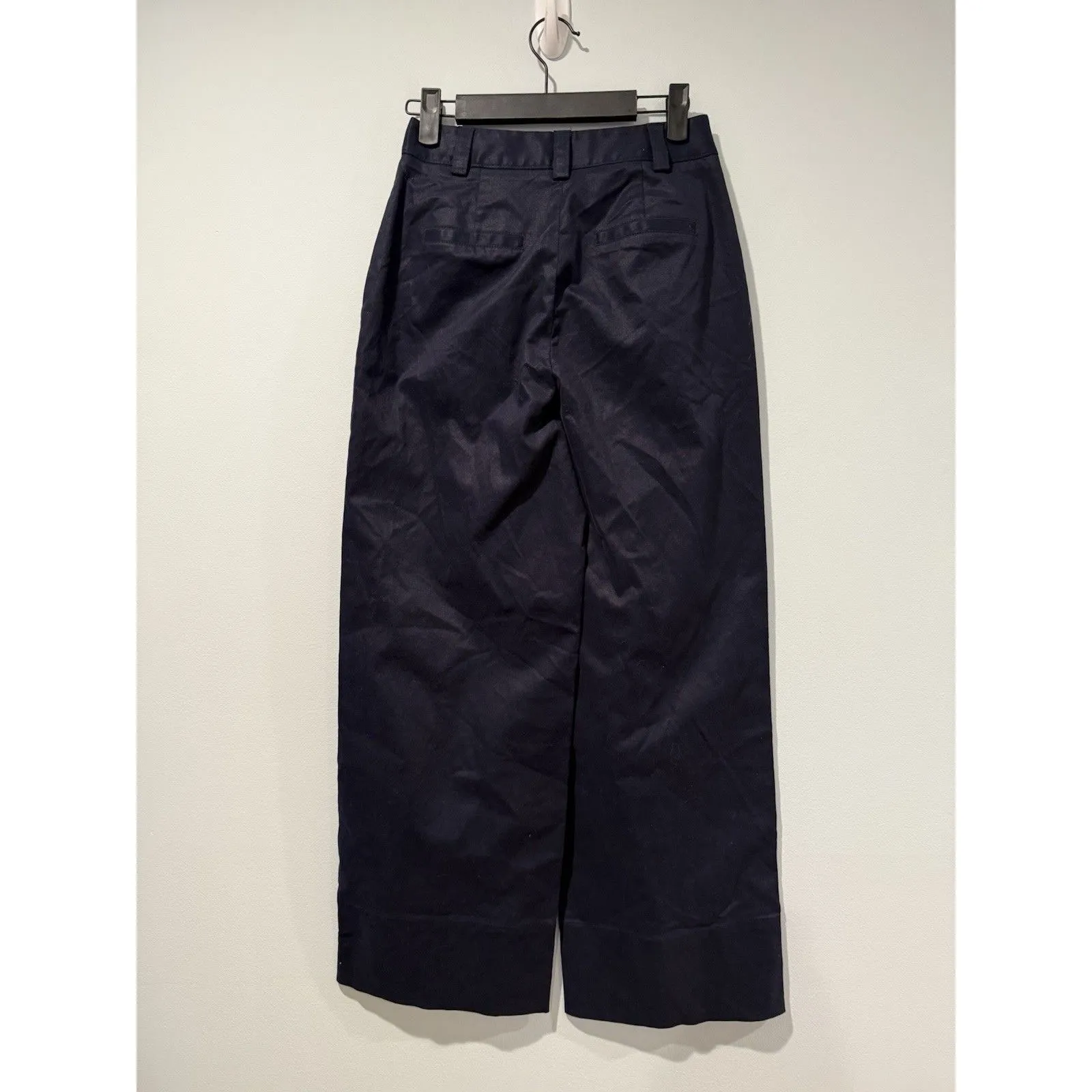 NEW 1901 Nordstrom Pants Womens 0 Navy Wide Leg Relaxed Fit Chinos Minimal Work - Image 2