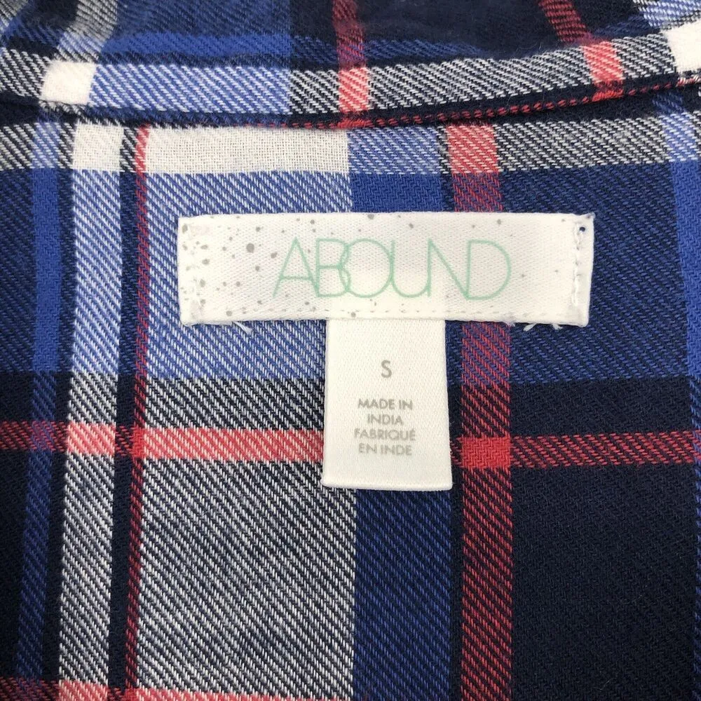 Nordstrom Abound Flannel Shirt Plaid Blue Black Red Long Sleeve Size S - Image 7