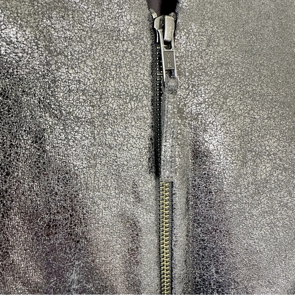 TROUVE Jacket Sz Small Sliver/Gold Metallic Blazer Party Date Club Fitted Zip Silver - Image 2