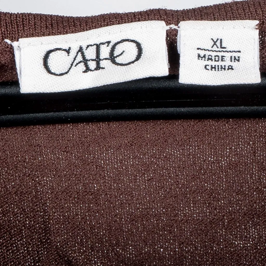 Cato Tank XL Womens Brown Beaded Neck Sleeveless Rayon Stretch Summer Shirt - Image 4