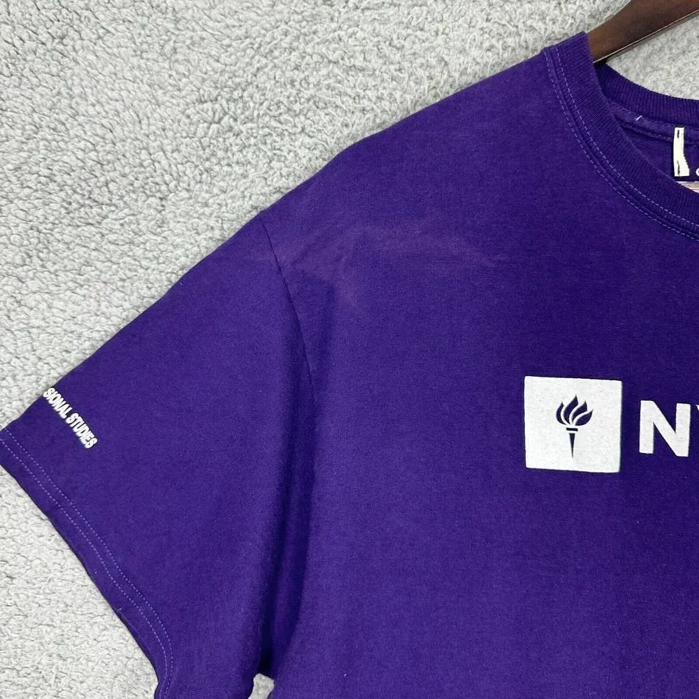 NYU SPS shirt mens large purple‎ New York University champion cotton vintage - Image 2