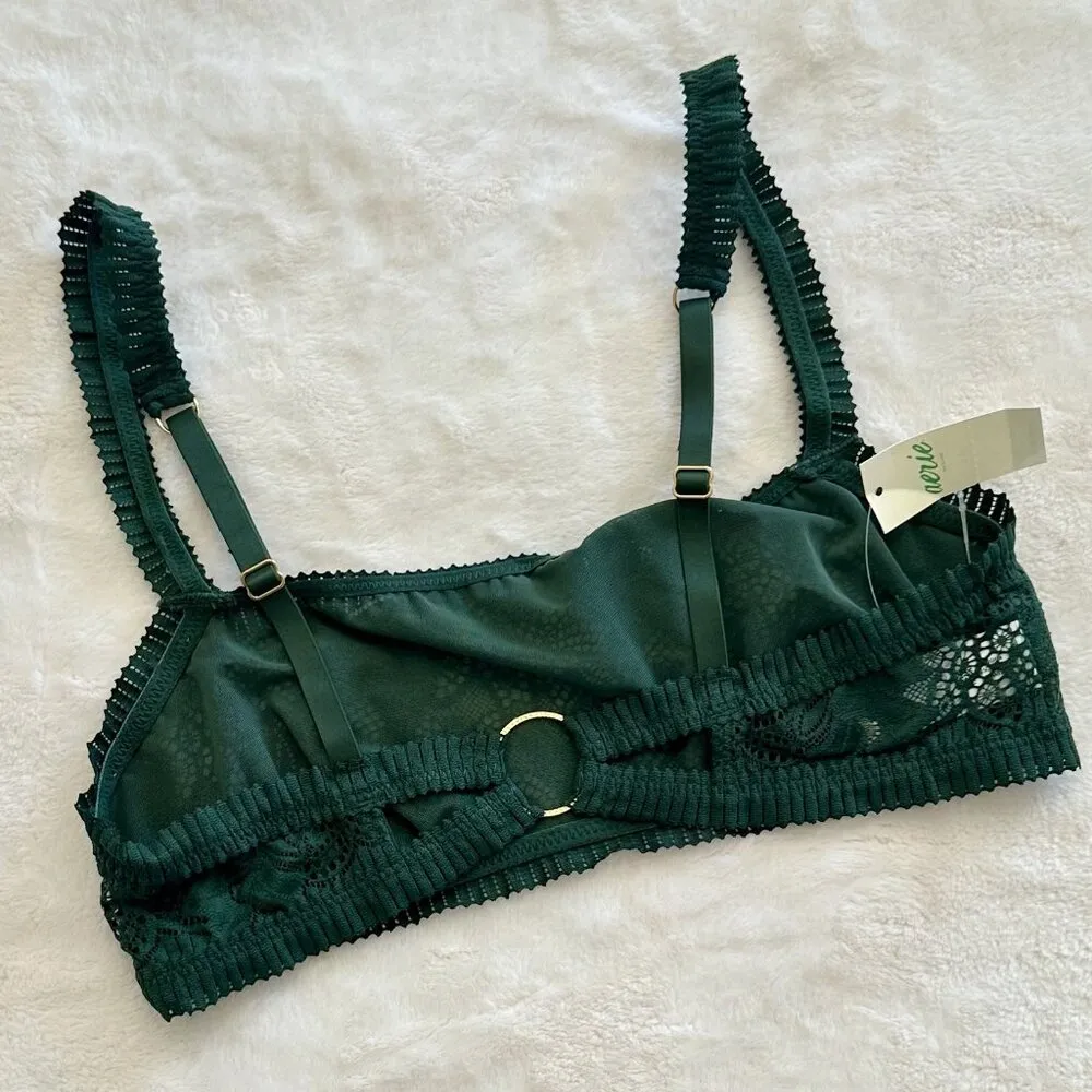 NWT Aerie Coral Lace Bandeau Bralette in Green - Size: Small - Image 6