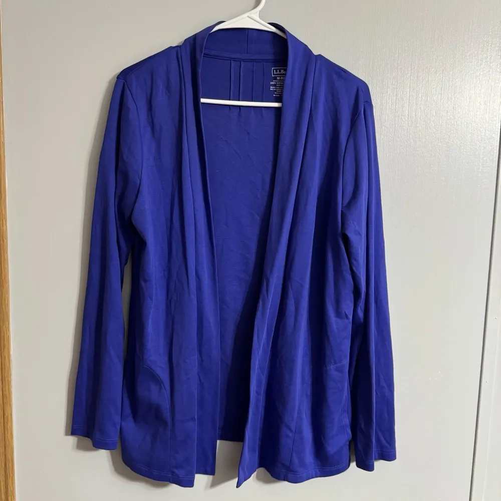 L.L. Bean Royal Blue Cotton Supima Cardigan Size Medium - Image 6