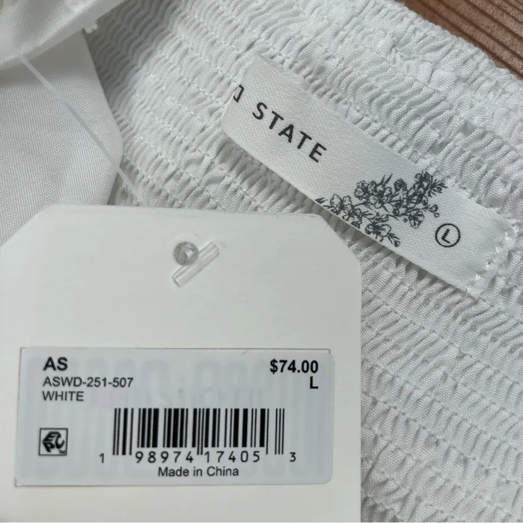 Altar’d State Ava Clip Dot Dainty Bow Fit Flare Mini Dress White Large New - Image 8