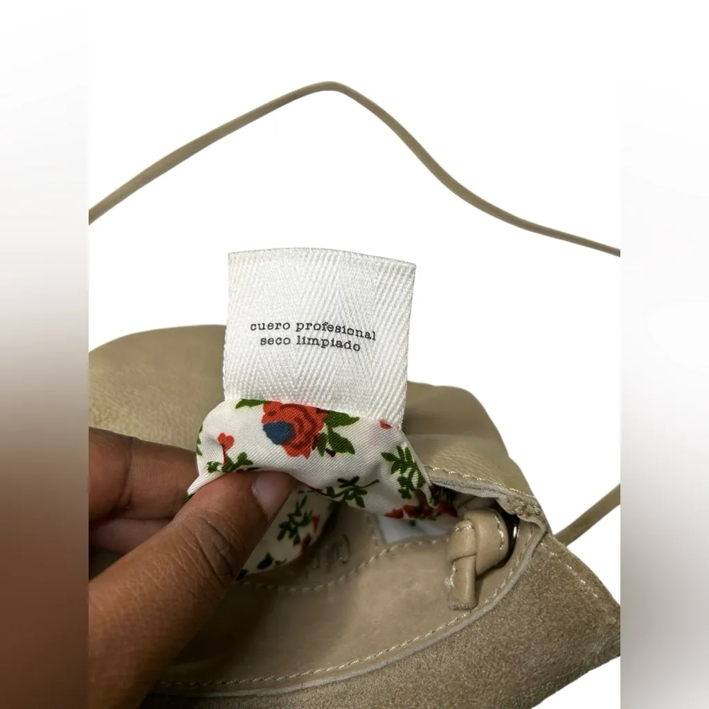 Boho Indie Kitschy Beige Genuine Leather Polycotton Lined Fringe Crossbody Purse White - Image 6