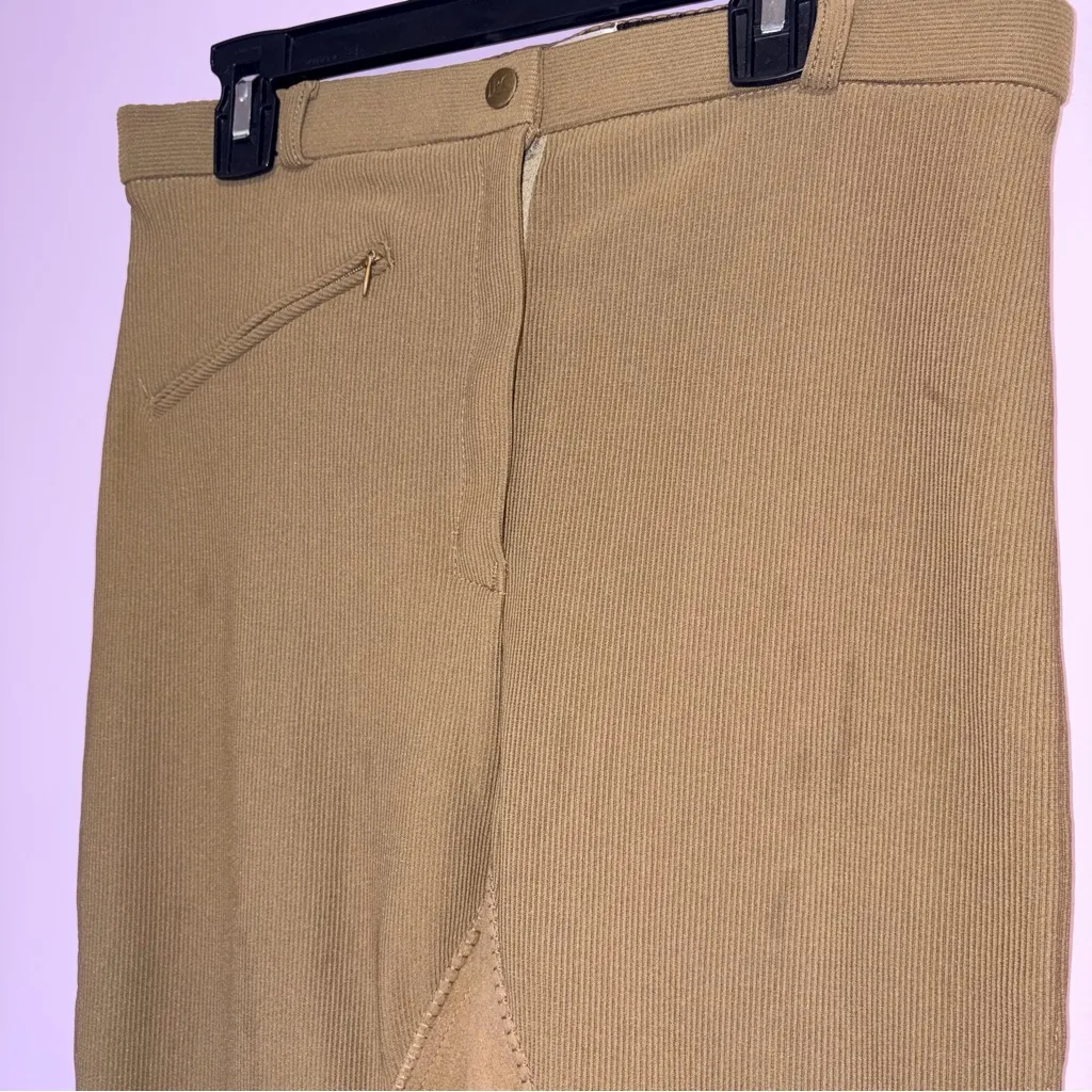 Tuff Rider Full Seat Breeches Ribbed Taupe Women Size 30 Equestrian Activewear Tan - Image 2