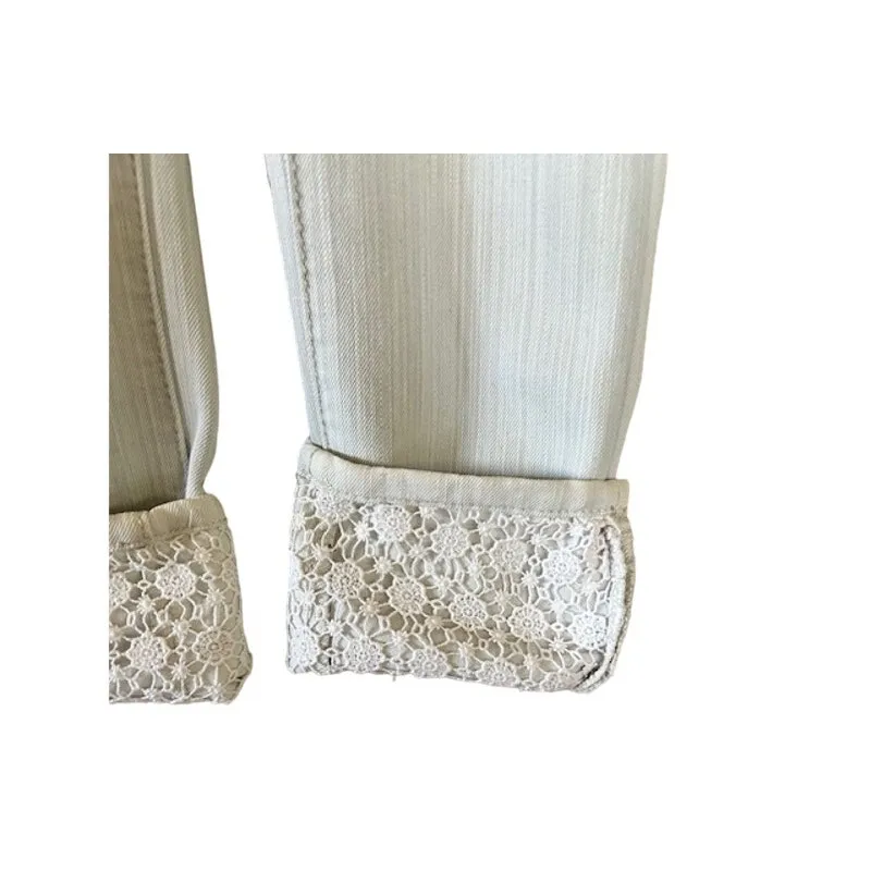 Almost Famous White Skinny Jeans Eyelet Cuff Women’s Size 9 - Image 3