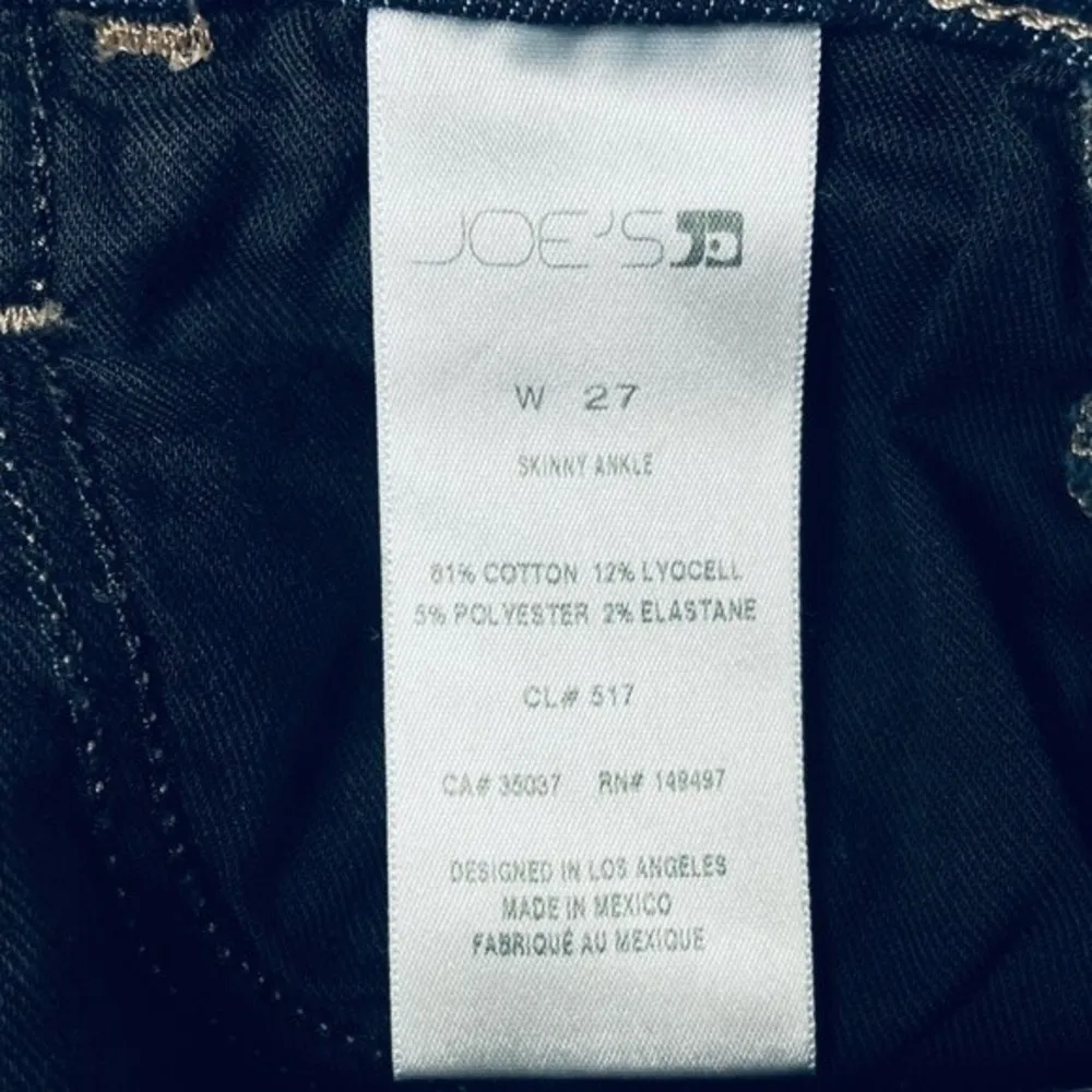 Joe's Jeans Wiloughby Skinny Ankle Racer Stripes Jeans Dark Blue Size 27 - Image 7