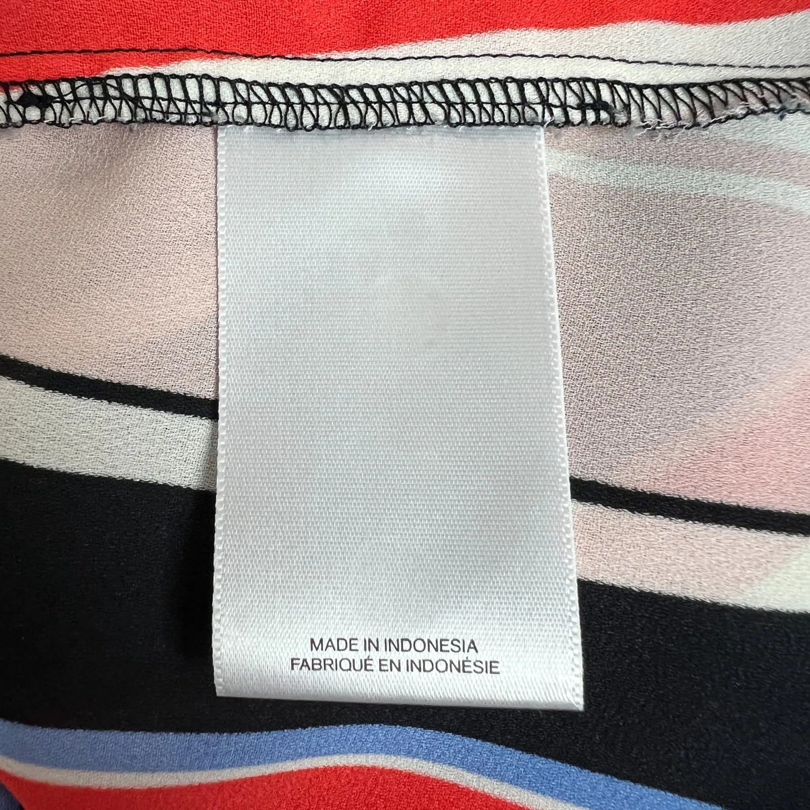 Express Portofino Slim Shirt Women L Stripe Ruffle Collar Multicolor Long Sleeve - Image 12