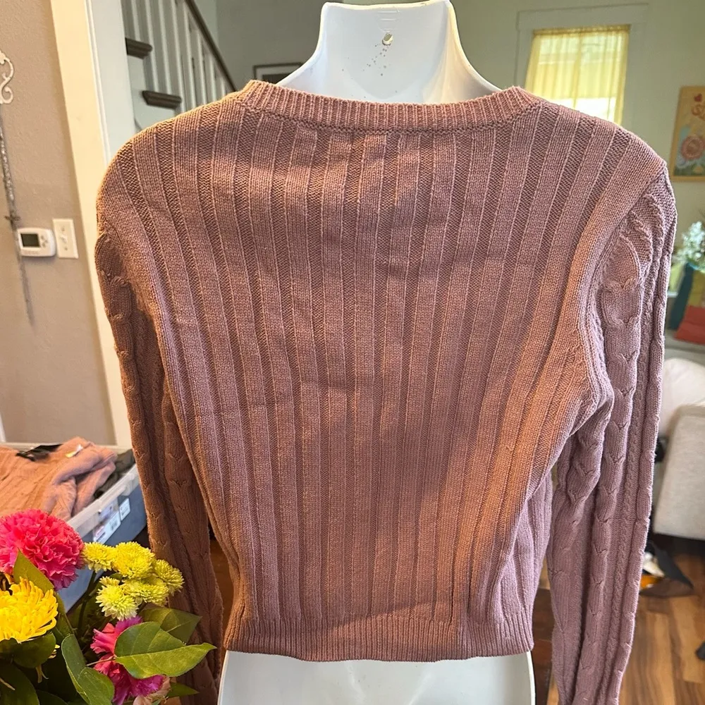 Women’s Button Up Sweater Mauve NWT Medium - Image 2