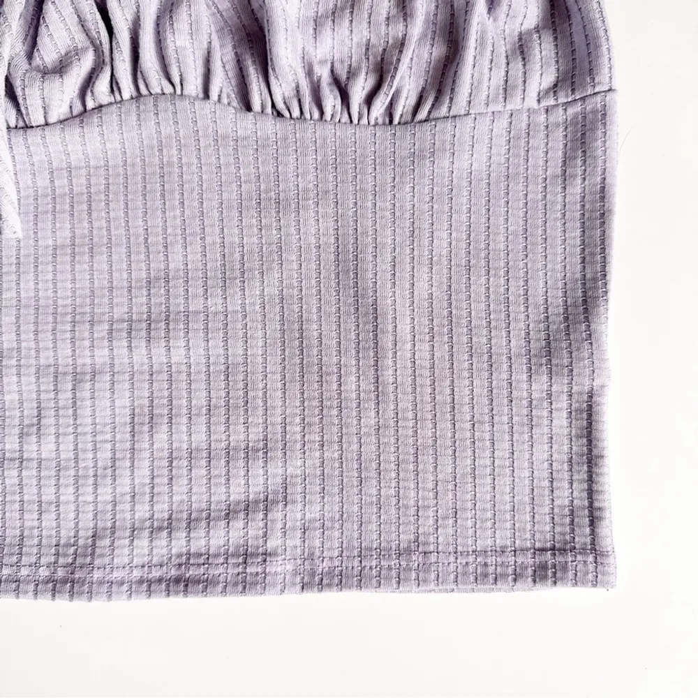 Papermoon Lilac Ribbed Knit Tube Top with Ruffle Trim & Tie Detail - Image 6