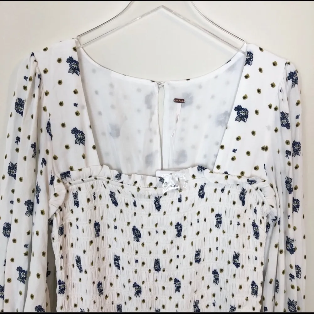 Free People Two Faces Printed Mini Peasant Dress Flower - Image 6