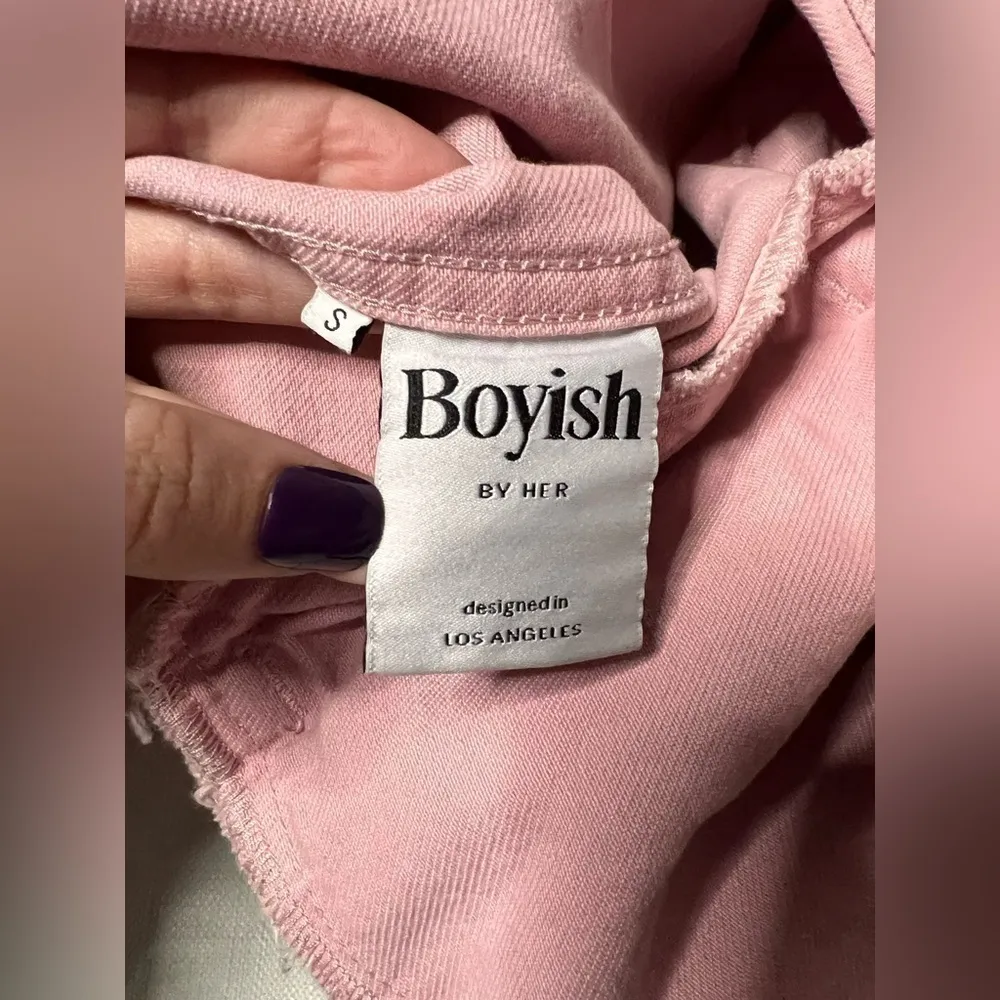 Boyish The Tommy Pink Denim Cropped Oversized Jacket Small - Image 7
