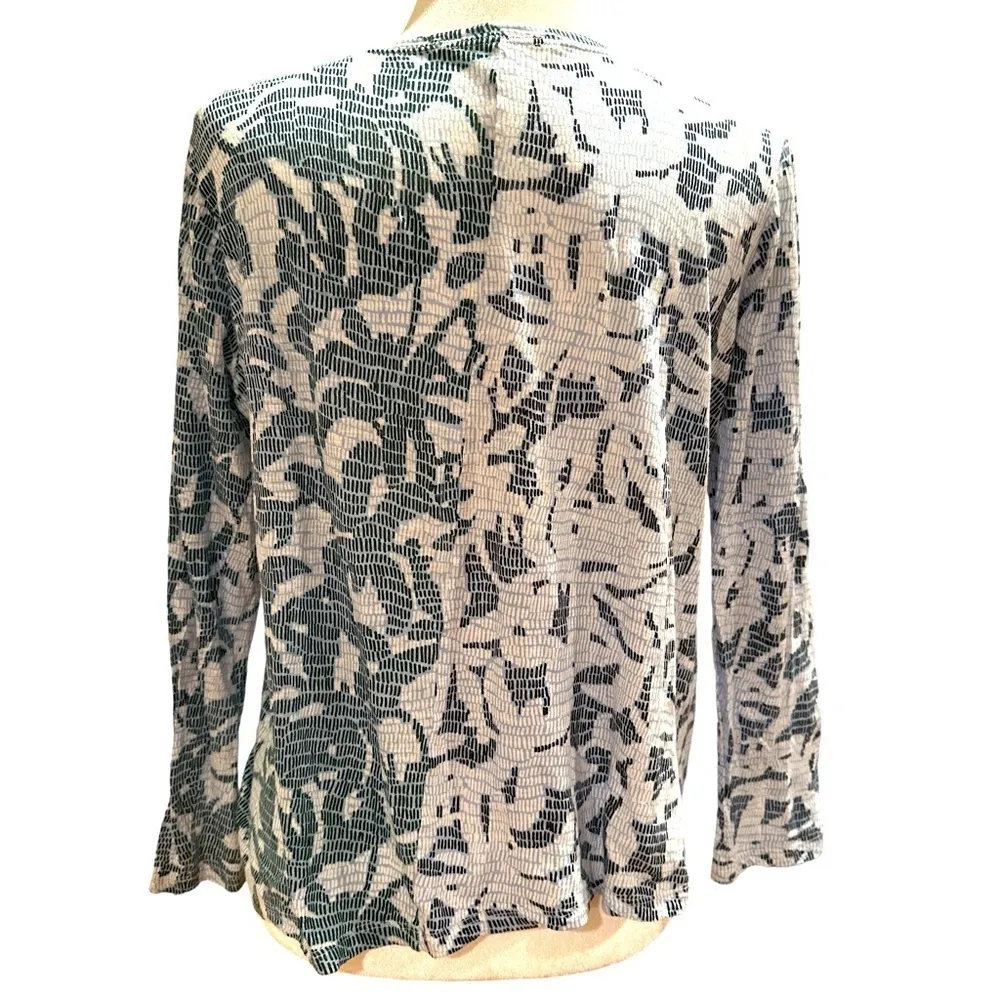 PROENZA SCHOULER BARNEYS NEW YORK MIA COTTON LONG SLEEVE BLUE WHITE PRINT TSHIRT - Image 3