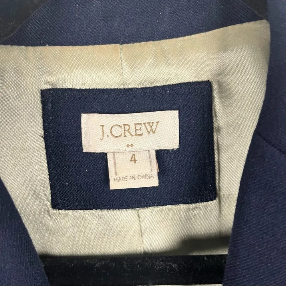 J. CREW Factory Keating Navy Blue Wool Blend Two Button Lined Blazer, Size 4 - Image 3