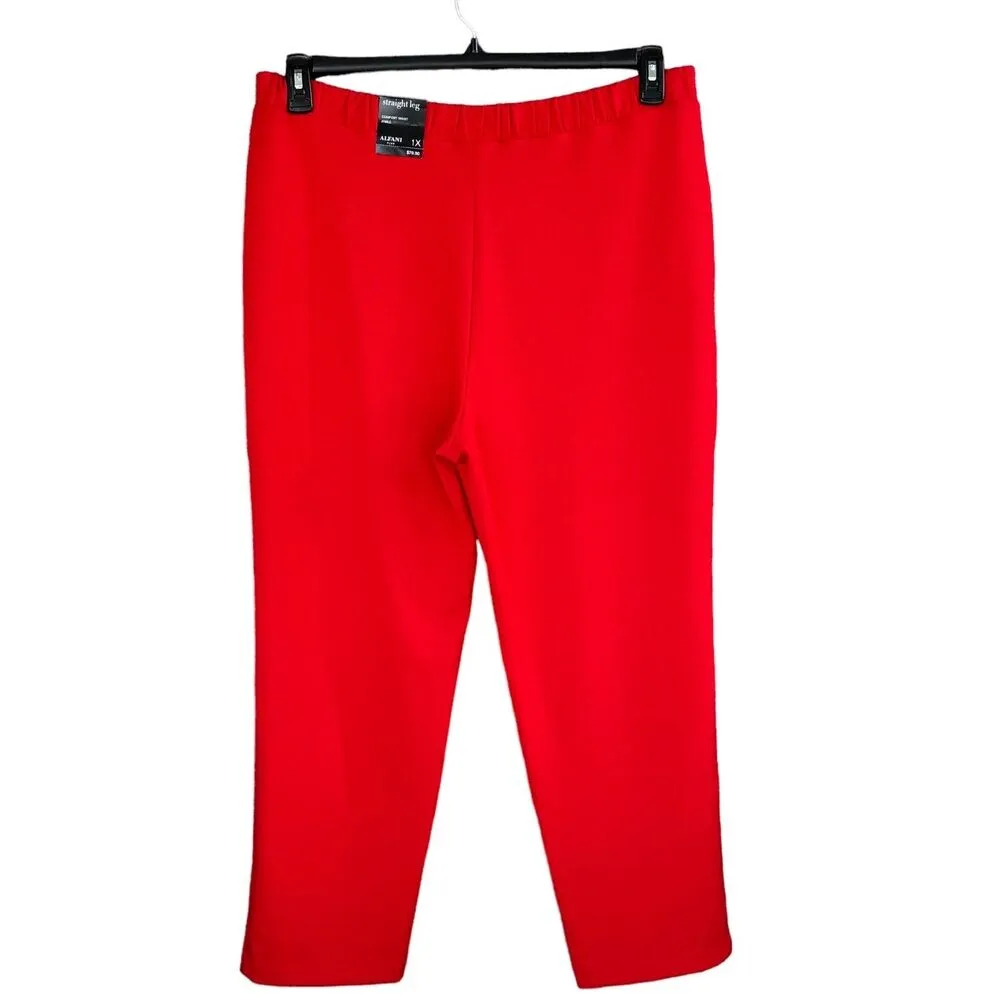 Alfani 1X-Large Straight Leg Ankle Pants Elastic Waist Stretch Flat Front Red - Image 3