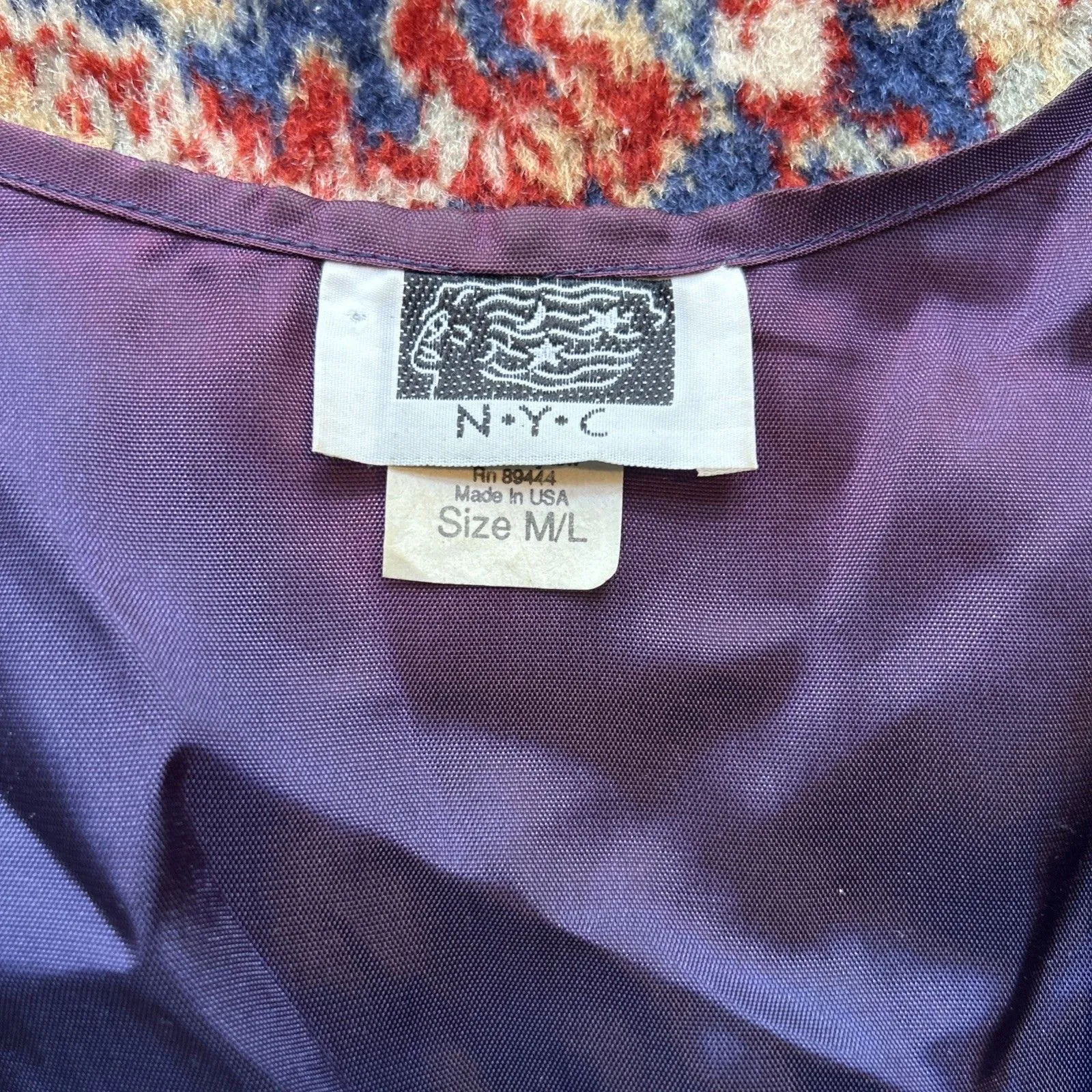 Vintage 90s Vest Halloween NYC Purple Orange Pumpkins Bats Witches Size M - Image 4