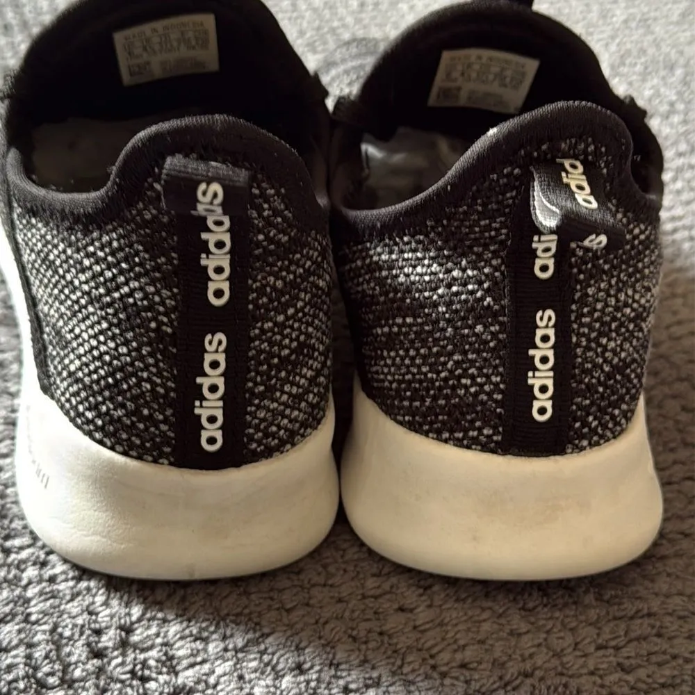 Adidas Cloudfoam Pure Black White Knit Slip-On Running Sneakers‎ Size 6 - Image 8