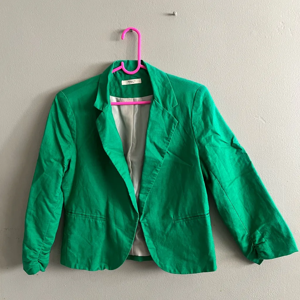 Set of 2 Women’s Margret by Be Cool Yellow & Green Cotton Blend Blazers sz Large - Image 2