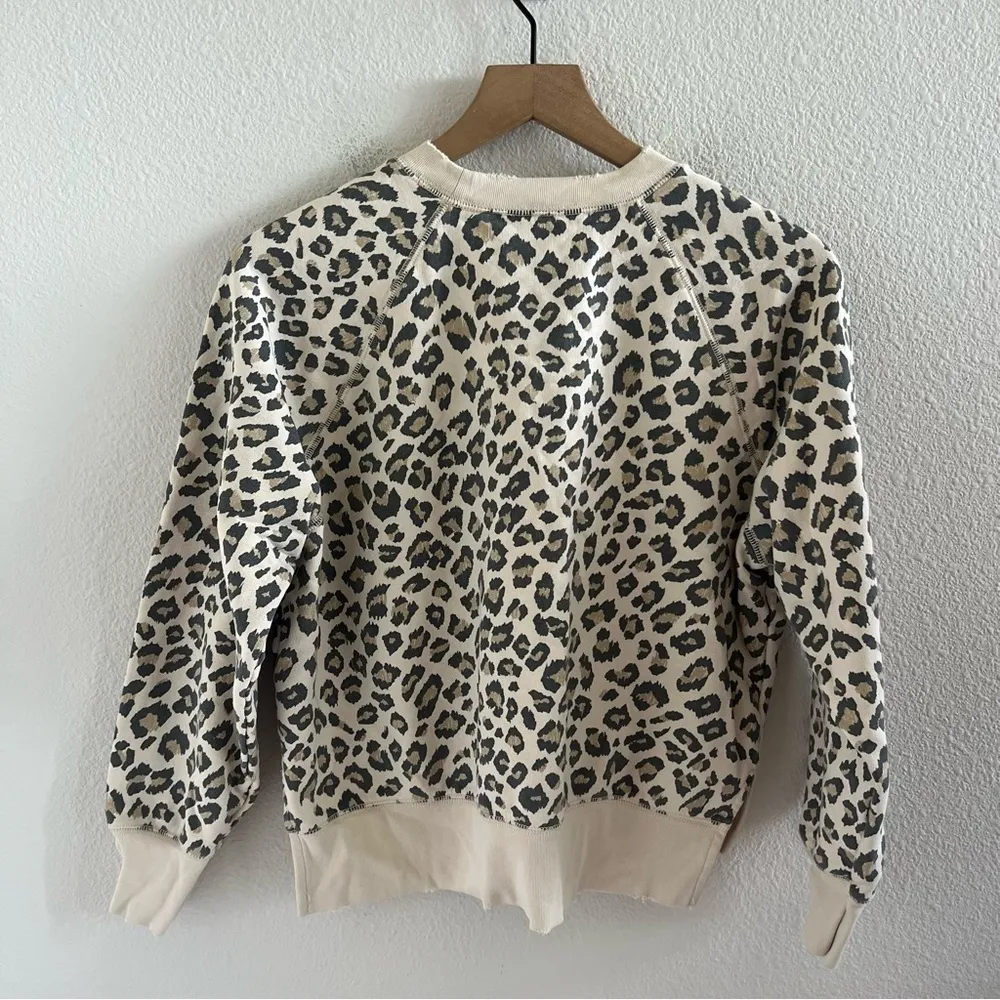 Frame Denim Animal Leopard Print Pullover Terry Carmel Multi Small - Image 3