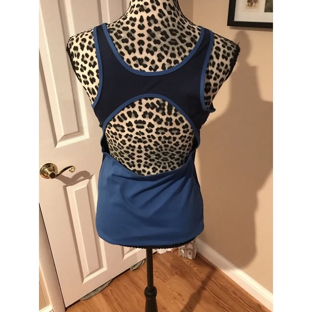 Womens Tank Top Dri Fit Yoga Sleek Running Training Activewear Blue Sz M - Image 3