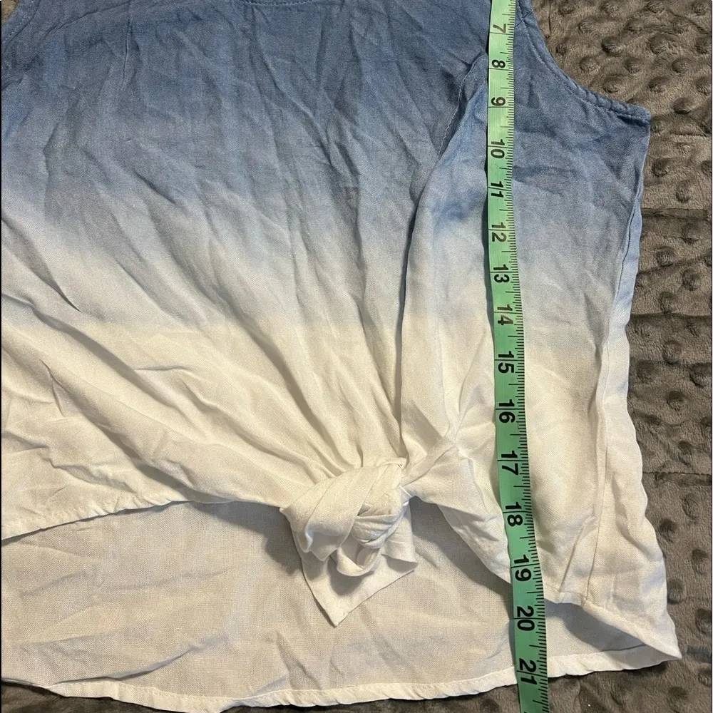 Style Envy large blue ombré womens tie front button down sleeveless tank NWT - Image 6