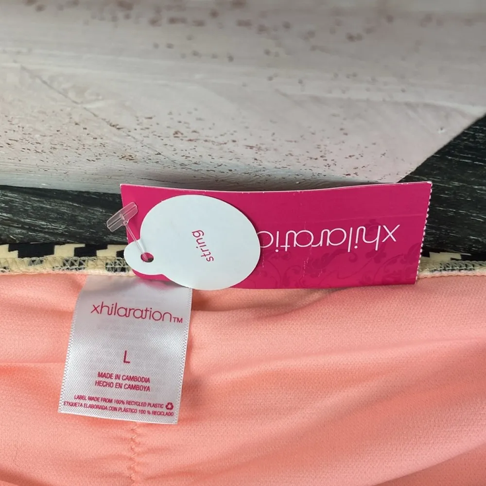 Xhilaration Black & Tan Zig Zag Print Tassel Tie Bikini Bathing Suit Bottom L - Image 5