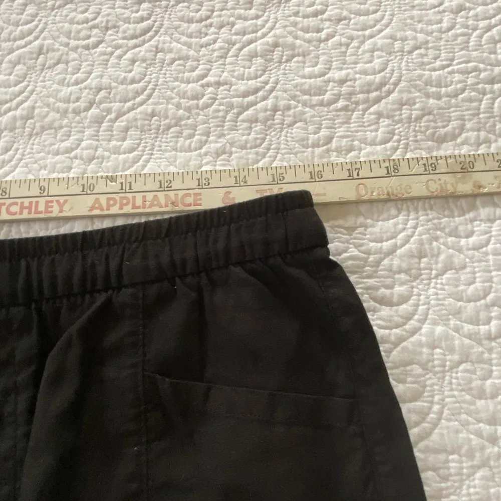 Old Navy High Waist Shorts Black Linen Blend Stretch Waist Drawstring Size M - Image 10