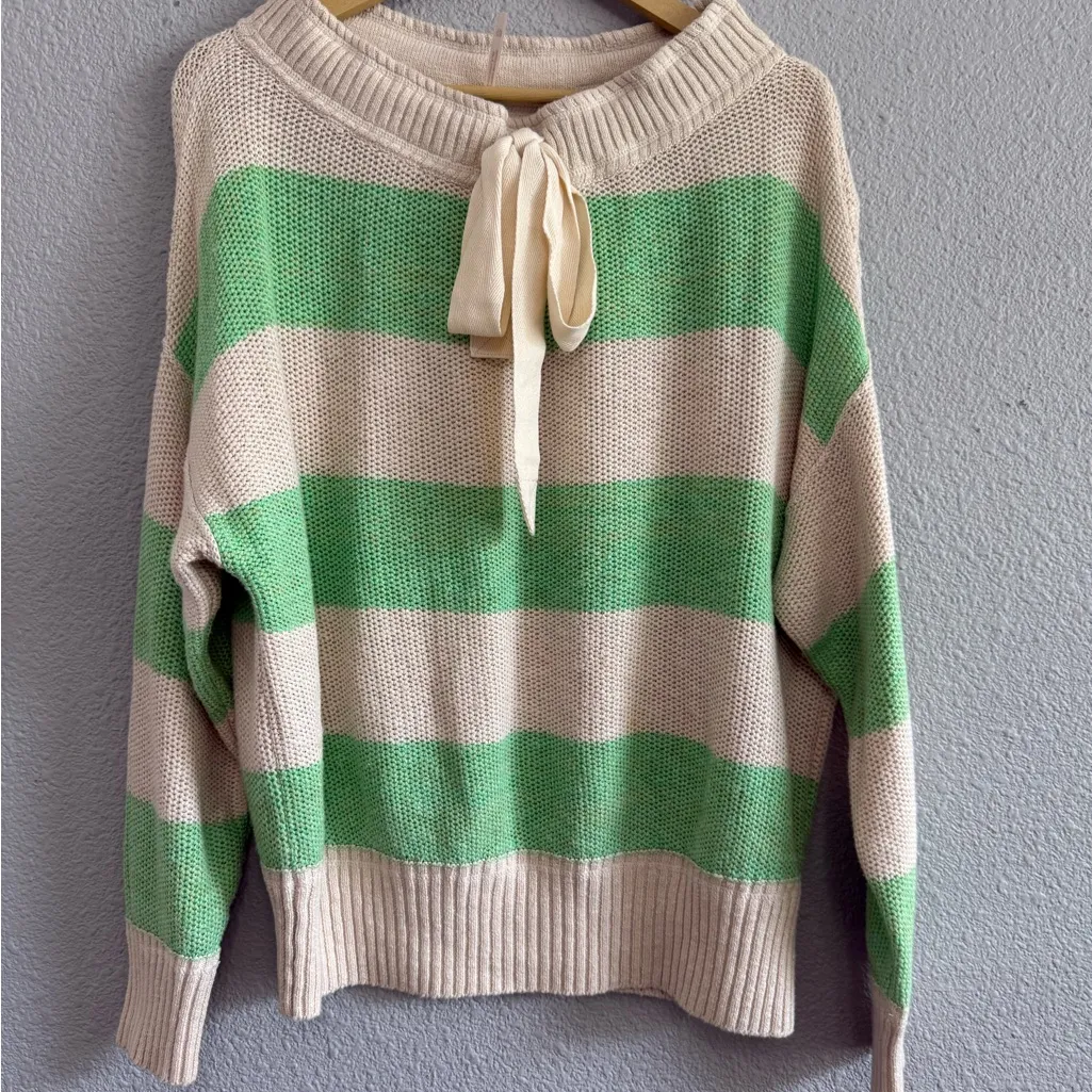 Free People Cassidy Off The Shoulder Sweater Size XS Striped Oversized - Image 4