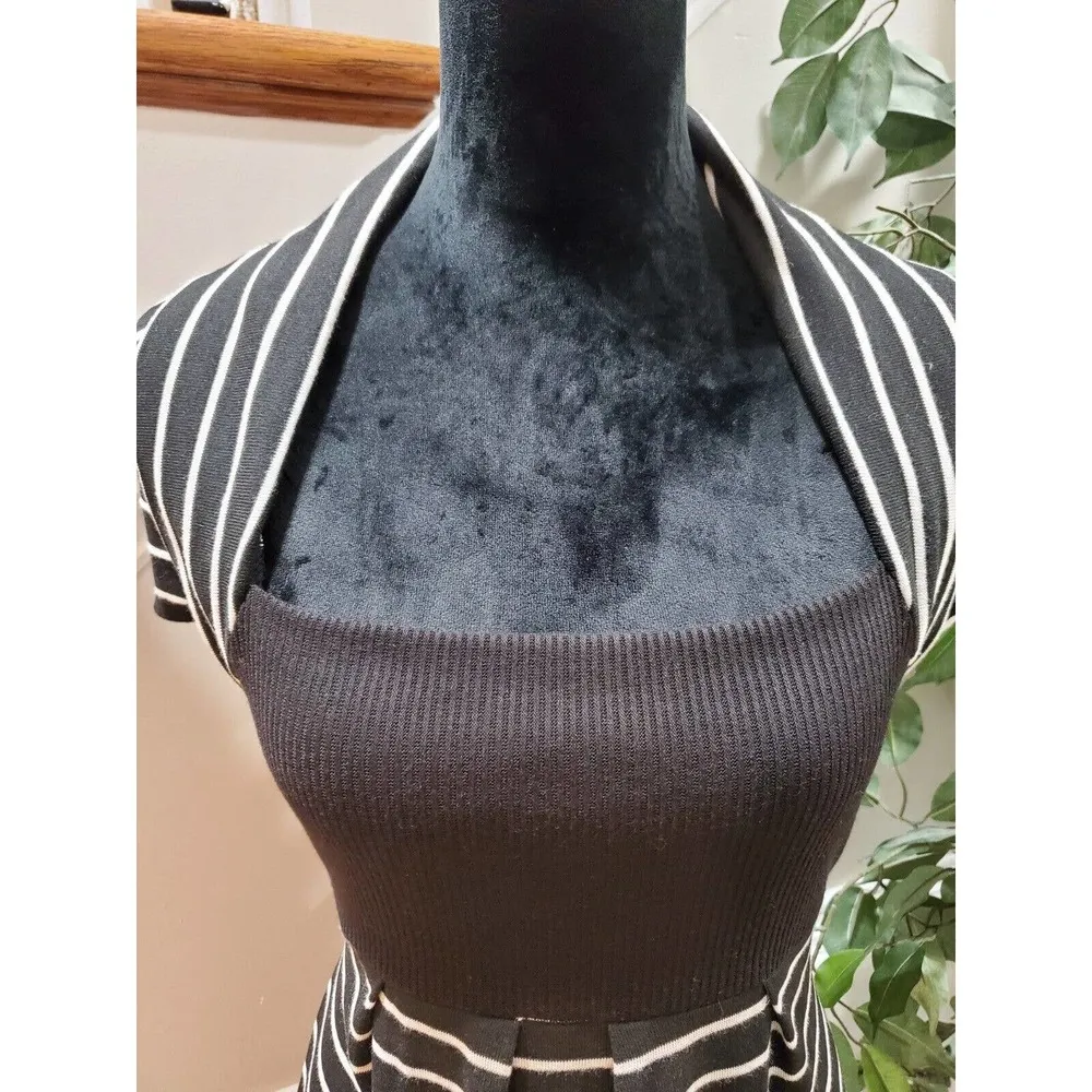 Blu Heaven Women's Black Polyester Square Neck Short Sleeve Knee Length Dress L - Image 5