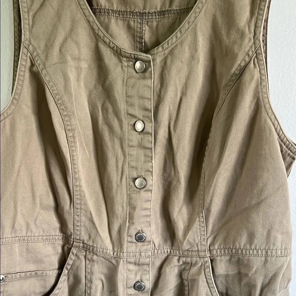 Vintage St. John’s Bay Tan / Beige Button-down Scoop Neck Sundress - Image 4