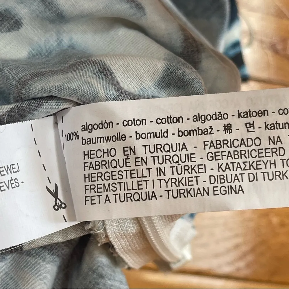 Zara Ruched Blue Paisley Spaghetti Strap Tank Top Cotton Sz L - Image 12