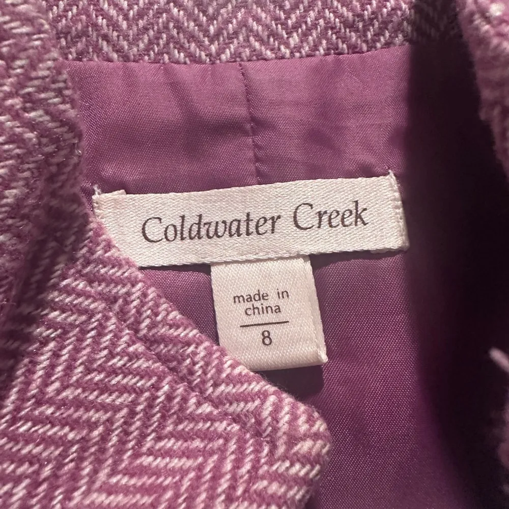 Coldwater Creek Purple‎ Houndstooth Zip Up Vest Size 8 Wool Blend - Image 3