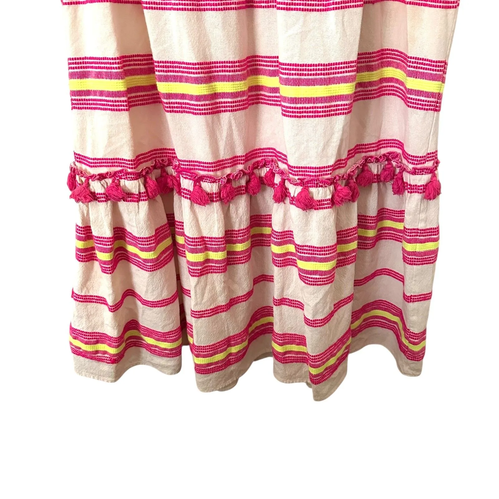 SAYLOR Maryam Boho Tassel Maxi‎ Dress Cream Pink Medium - Image 3